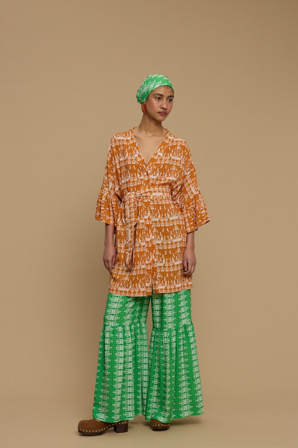 KIMONO AMORGOS (KARAVAKI BROWN/ORANGE PRINT)