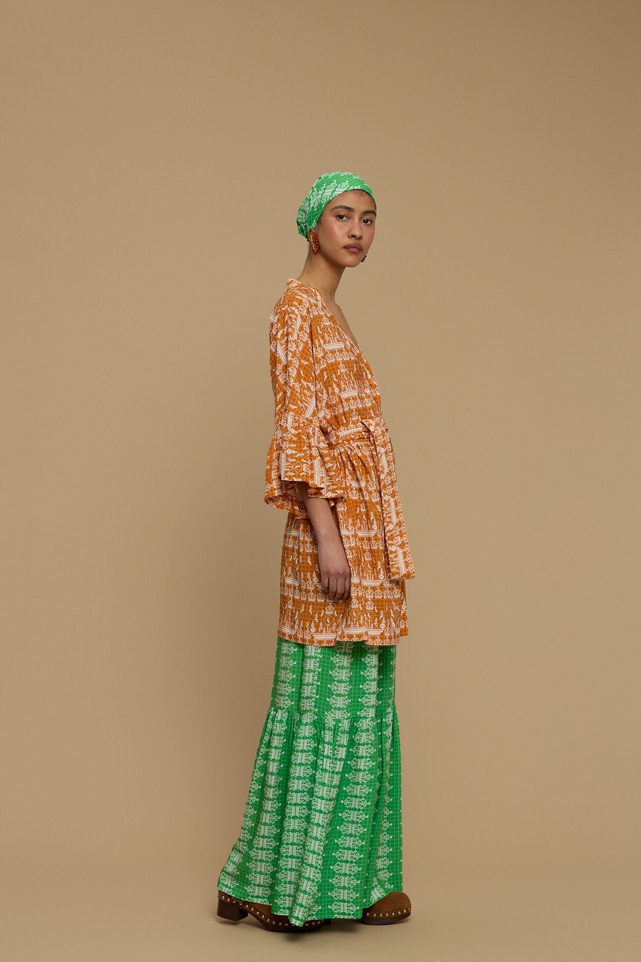 KIMONO AMORGOS (KARAVAKI BROWN/ORANGE PRINT)