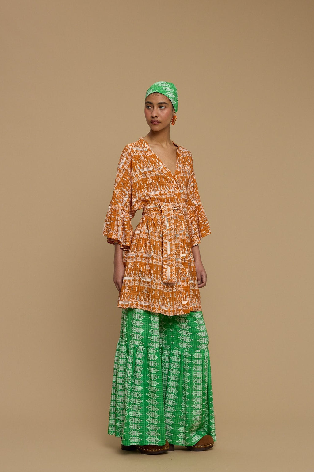 KIMONO AMORGOS (KARAVAKI BROWN/ORANGE PRINT)
