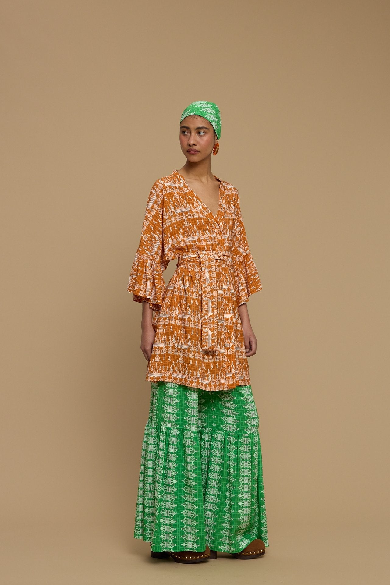 KIMONO AMORGOS (KARAVAKI BROWN/ORANGE PRINT)