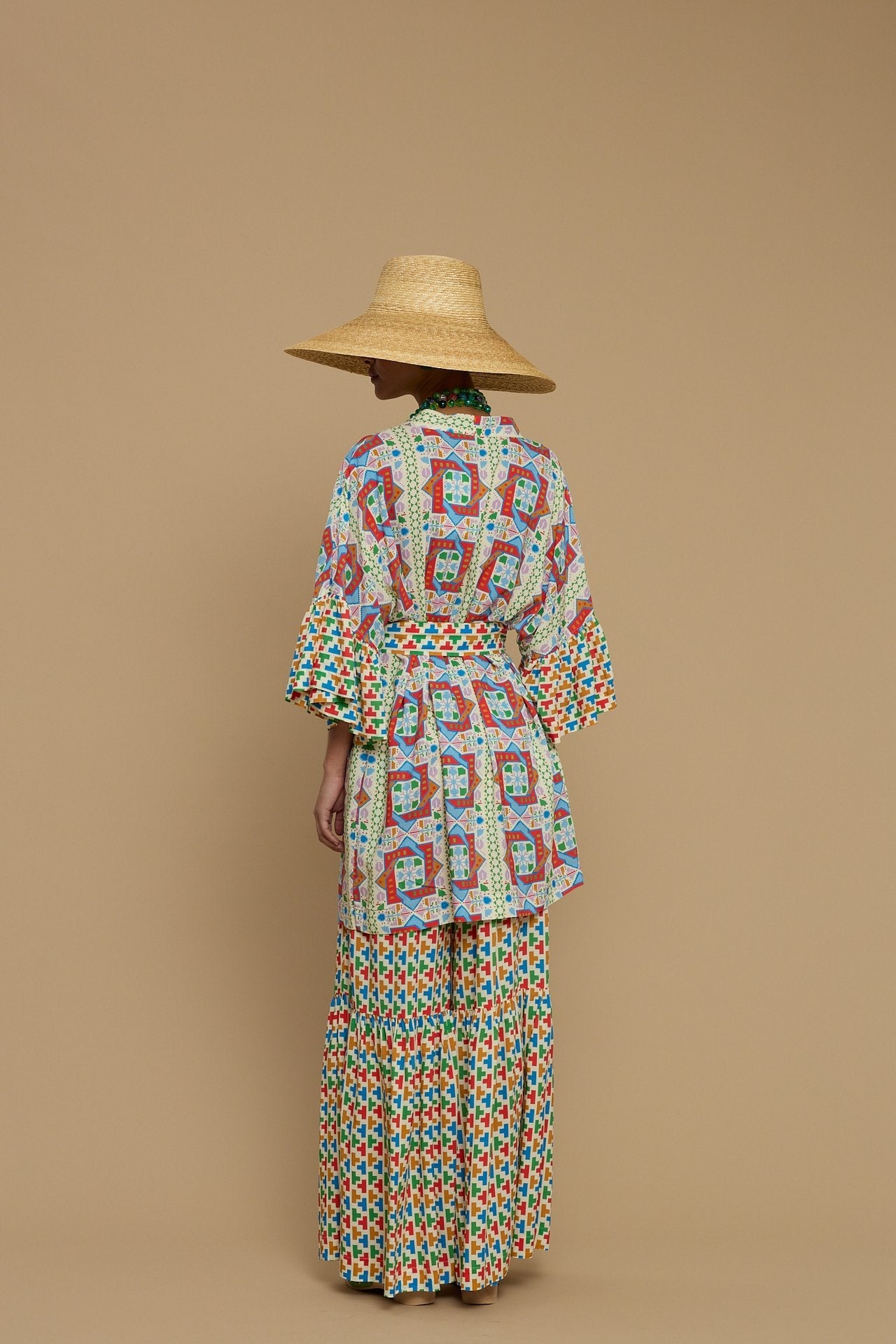 KIMONO AMORGOS (AMORGOS RECTANGULAR BEIGE PRINT)