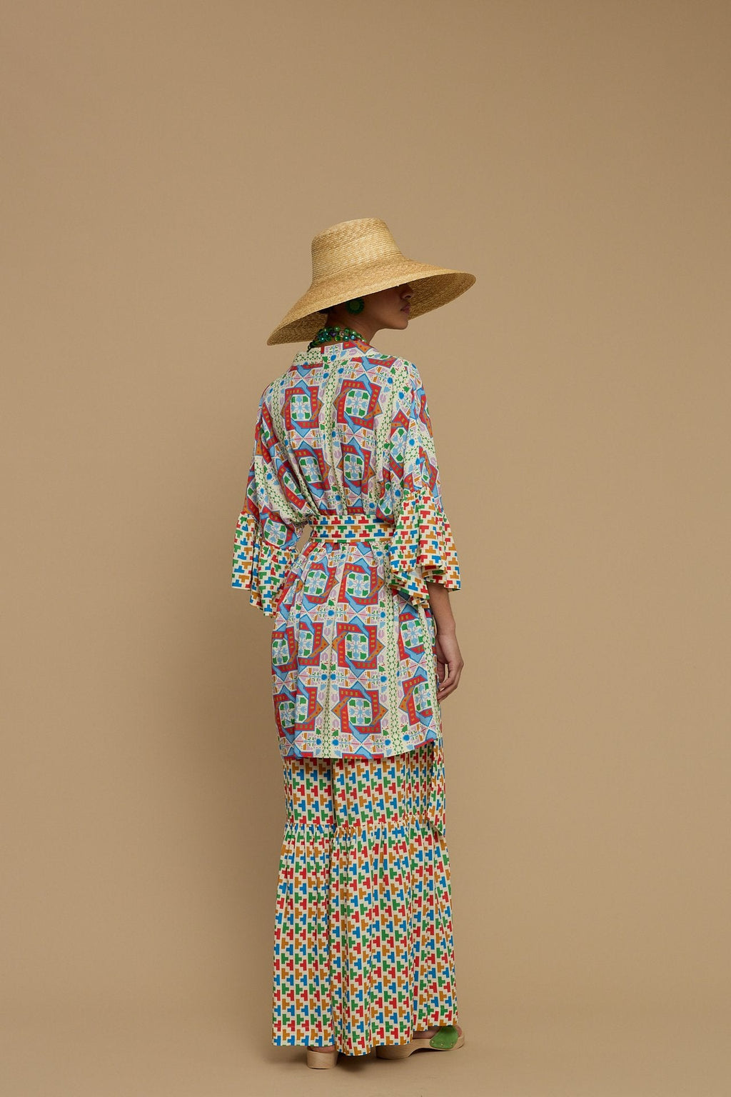 PANTS AMORGOS(AMORGOS RECTANGULAR BEIGE PRINT)