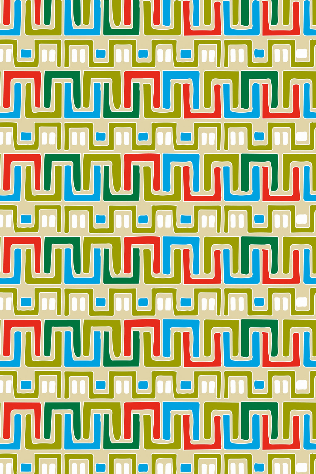 HENIOCHUS PANTS (BEIGE ABSTRACT LABYRINTH PRINT)