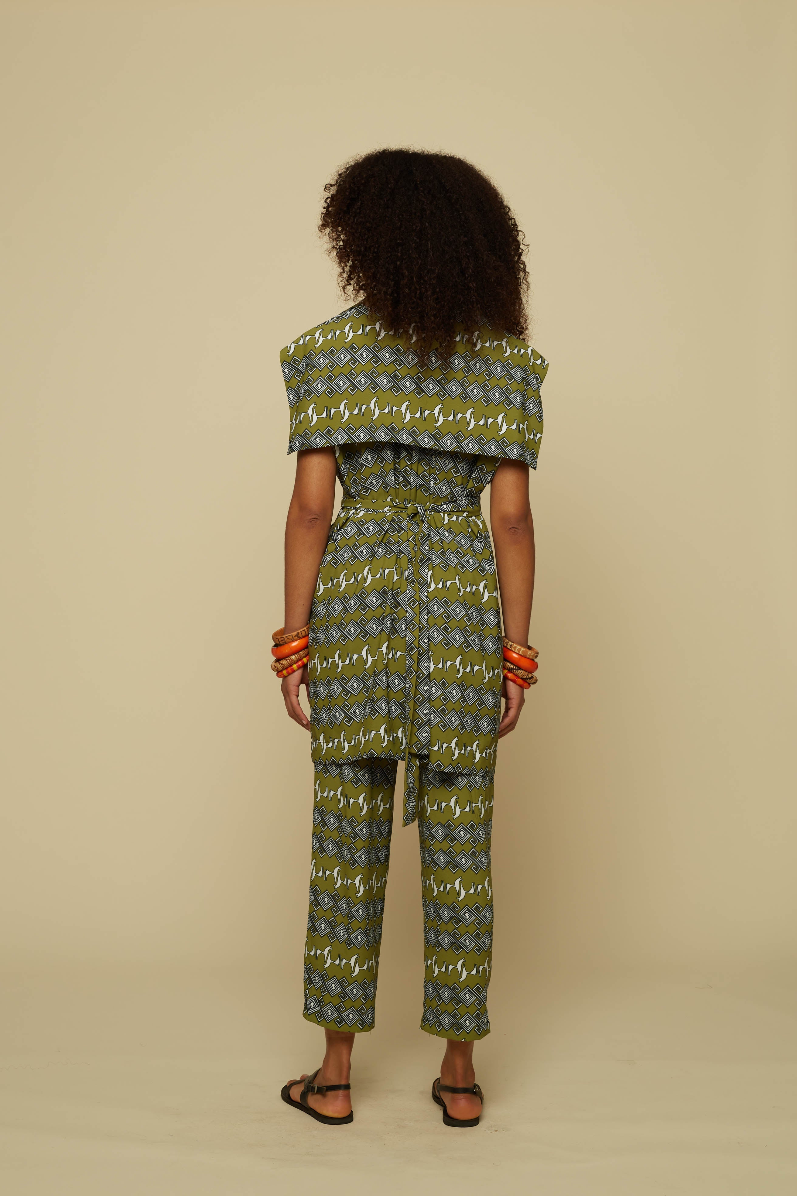 ANATHEMA OVERCOAT (GREEN JEWELLERY&HORSES PRINT)