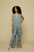 HENIOCHUS SHIRT/MINI DRESS (BLUE GEO HUMAN FIGURE)