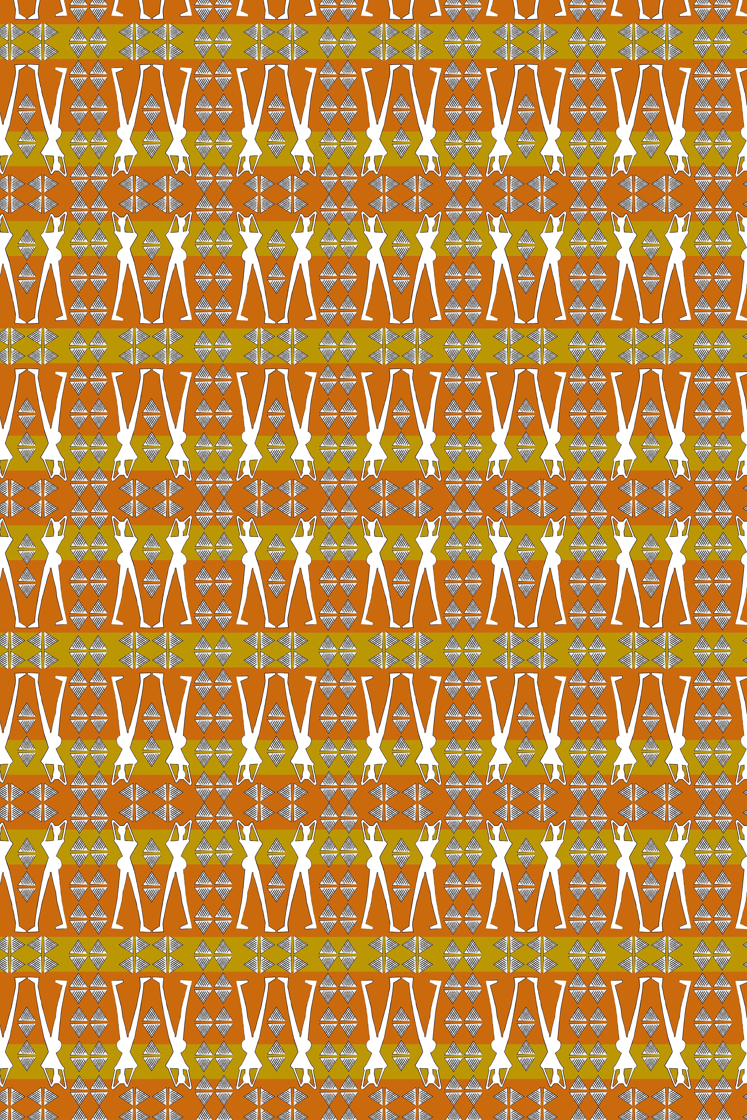 HENIOCHUS MAXI DRESS (BROWN GEO HUMAN FIGURE PRINT)