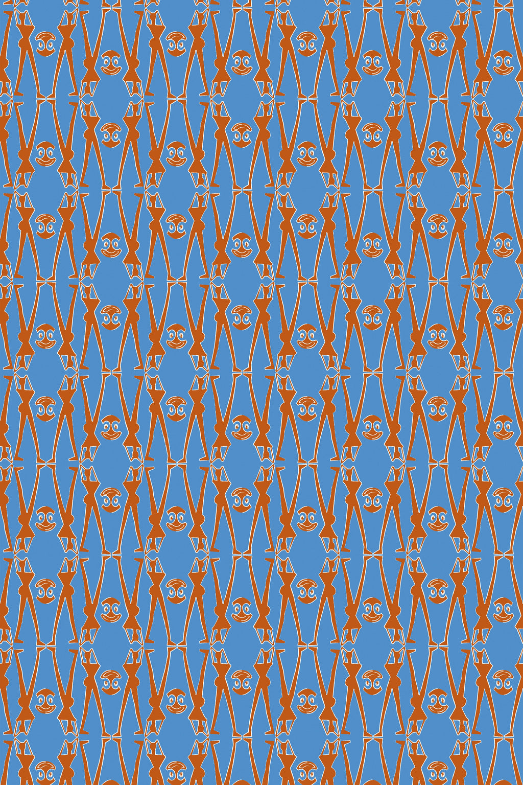 HENIOCHUS PANTS (BLUE GEO PEOPLE PRINT)