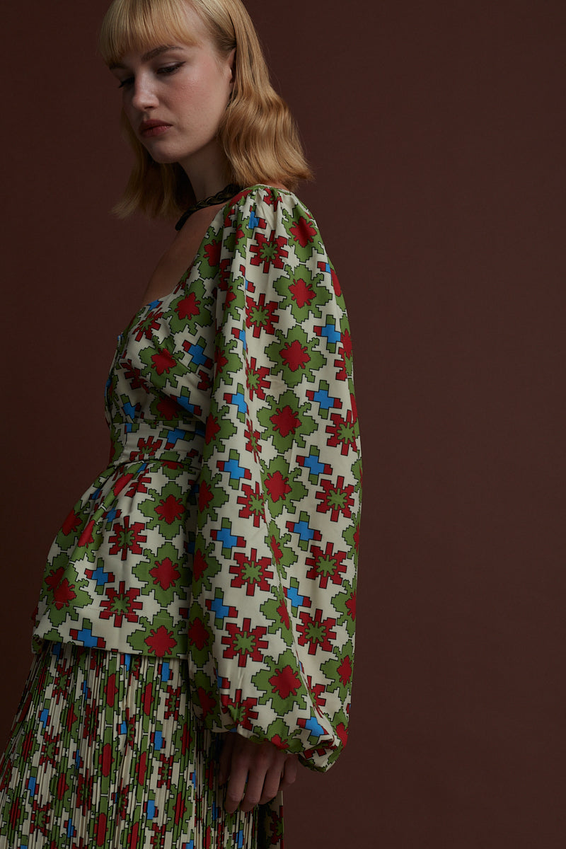 NYMFAIO TOP (KOSOULA BEIGE PRINT)