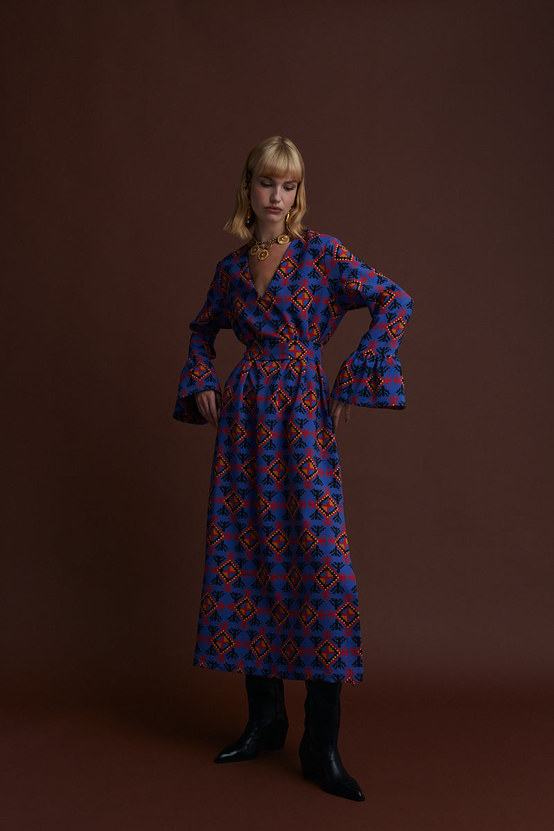 VEGORITIDA MAXI DRESS (LECHOVO BLUE PRINT)