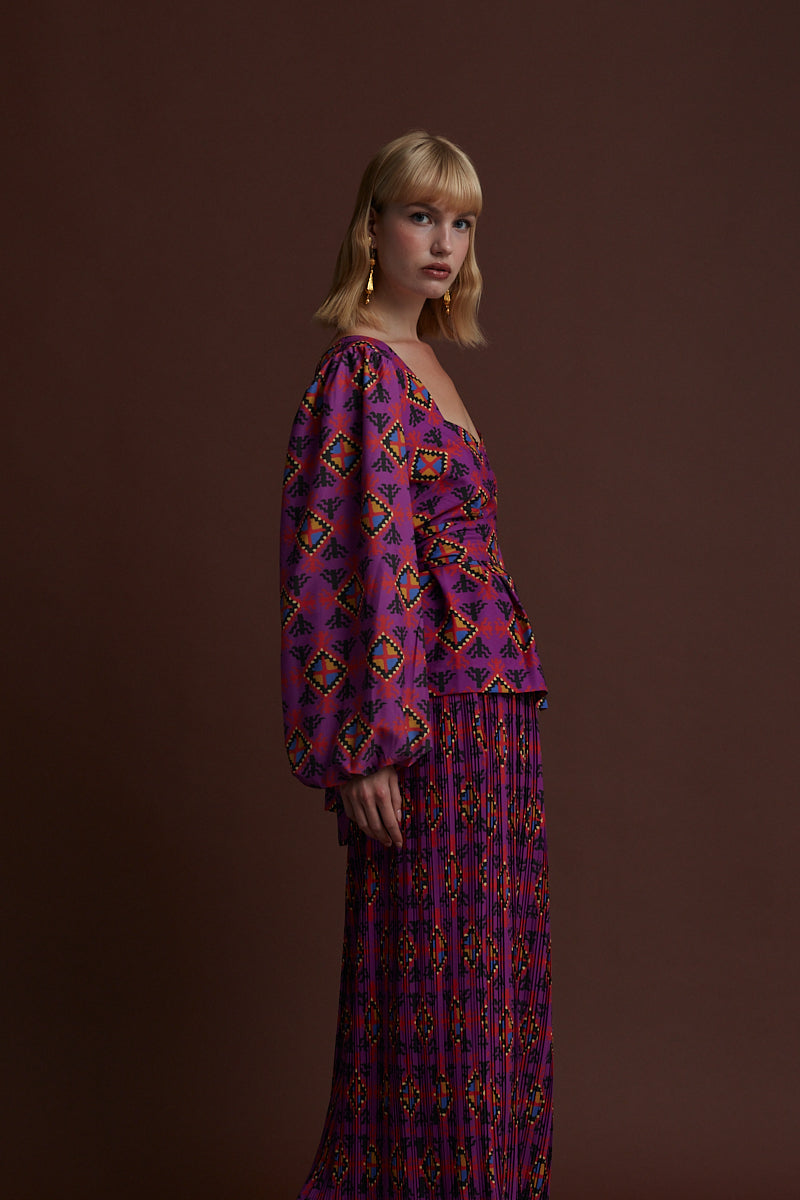 VASILITSA MAXI SKIRT (LECHOVO MAUVE PRINT)