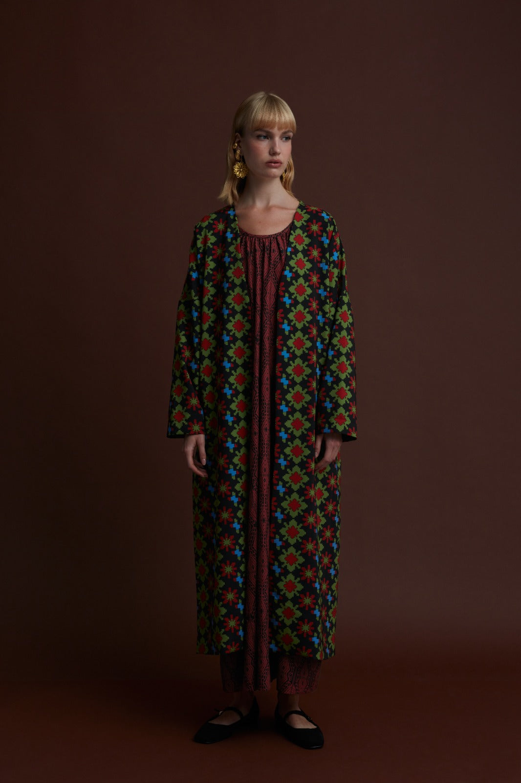 FLORINA MAXI DRESS (FOUTA BLACK/RED PRINT)