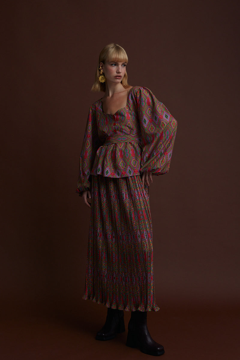 VASILITSA MAXI SKIRT (FOUTA RED PRINT)
