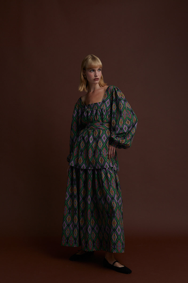 PSARADES MAXI DRESS (FOUTA BLACK PRINT)
