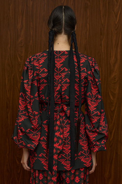 BERDES SHIRT (RUMPE BLACK/RED PRINT)