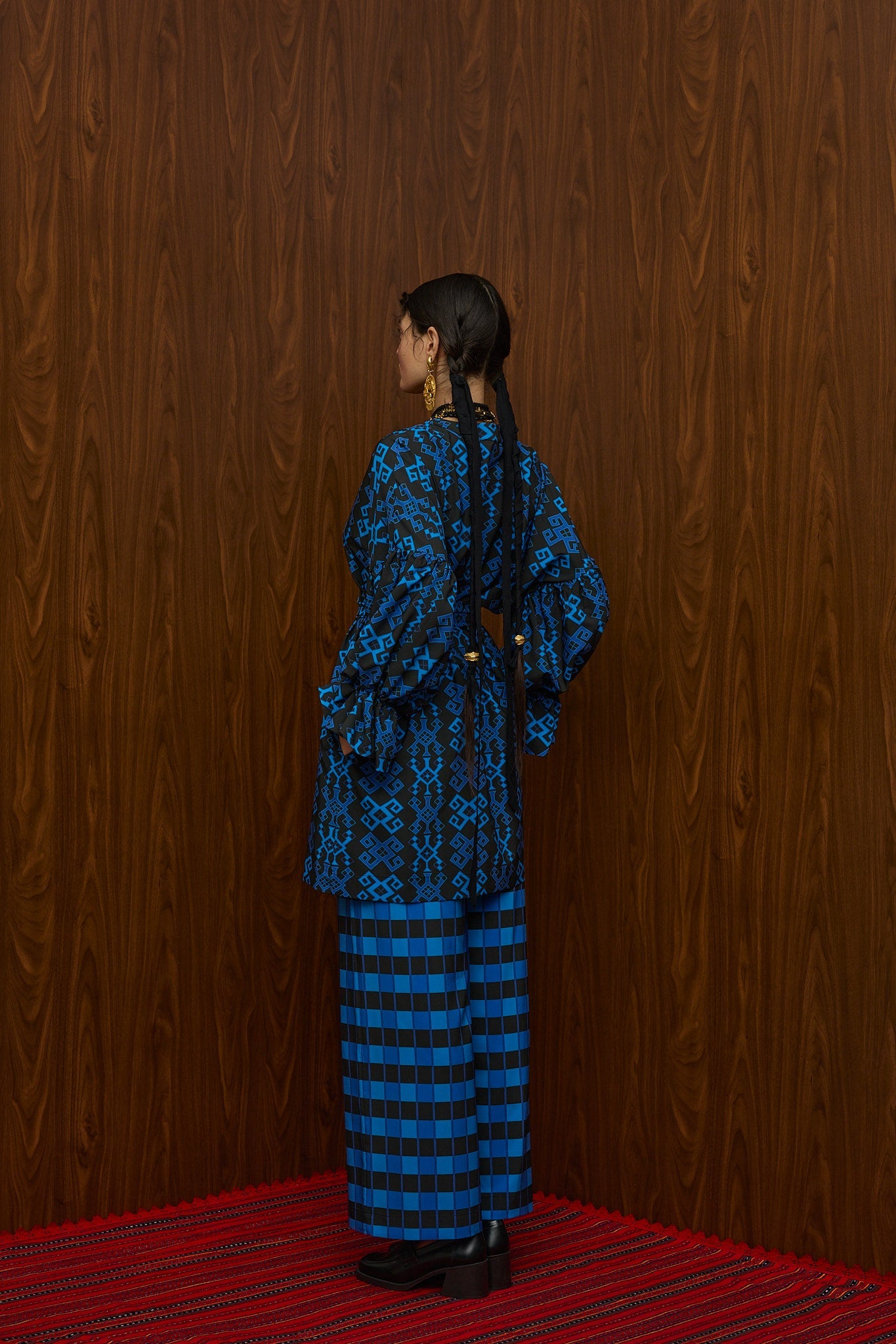 HRAMI PANTS (PETES BLUE/BLACK PRINT)