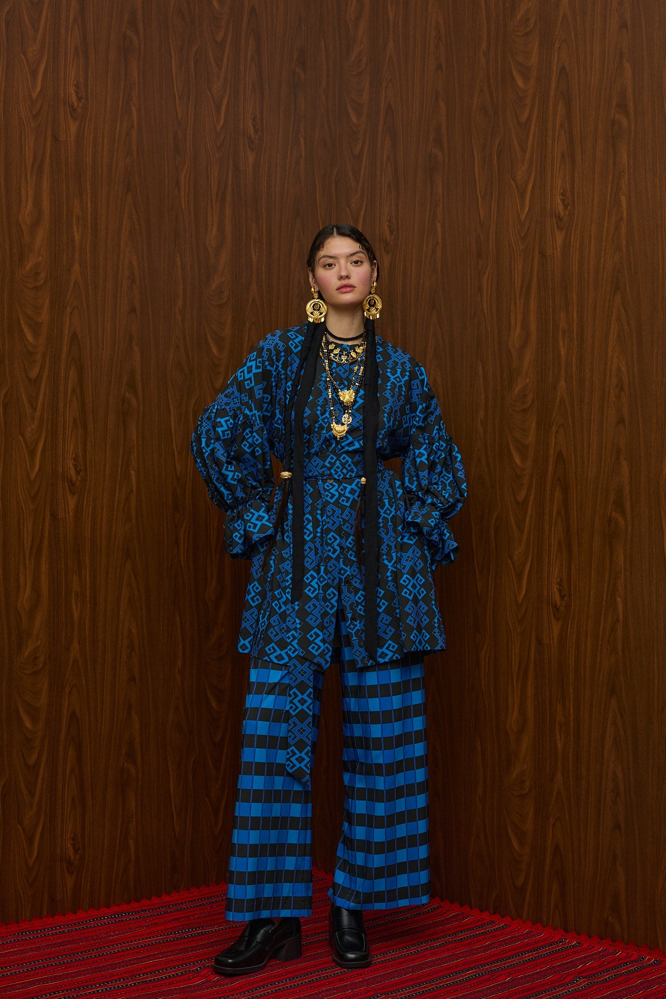 HRAMI PANTS (PETES BLUE/BLACK PRINT)