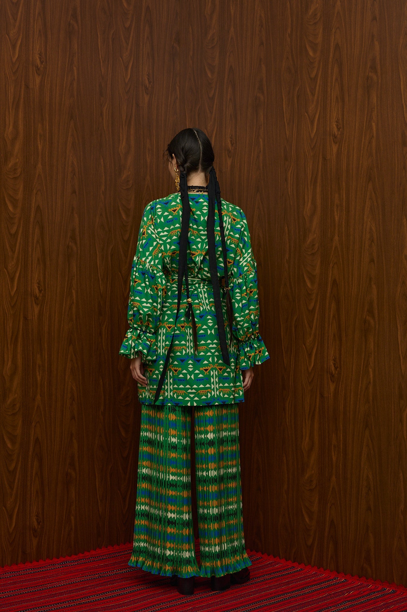 HRAMI PANTS PLISSE (ZOOMORFON GREEN PRINT)