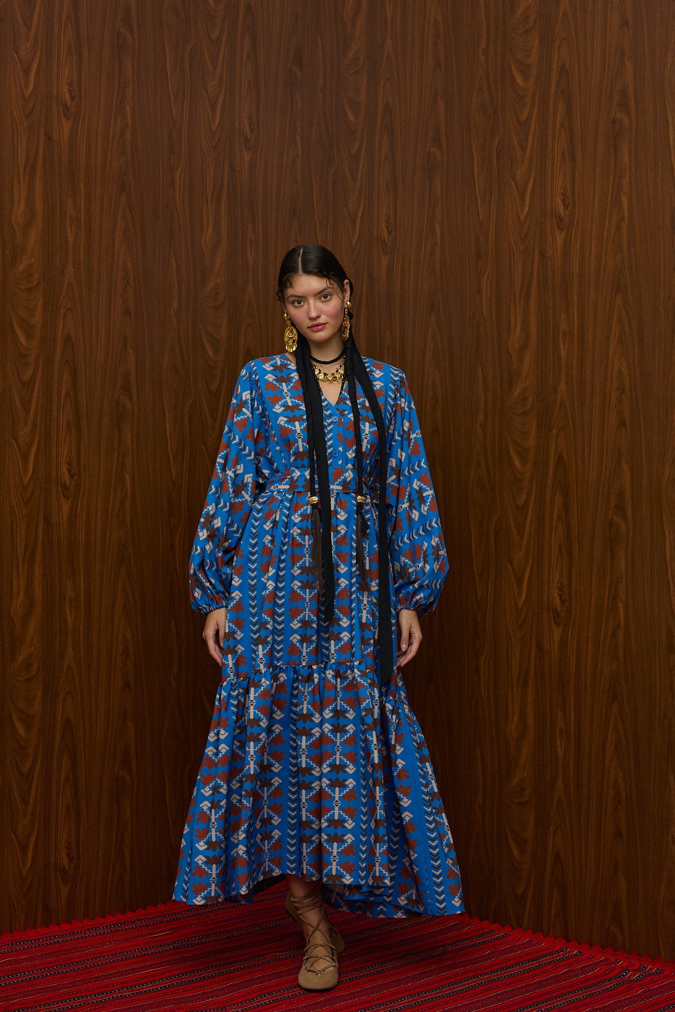 NEMA MAXI DRESS (KOUROUNES BLUE PRINT)