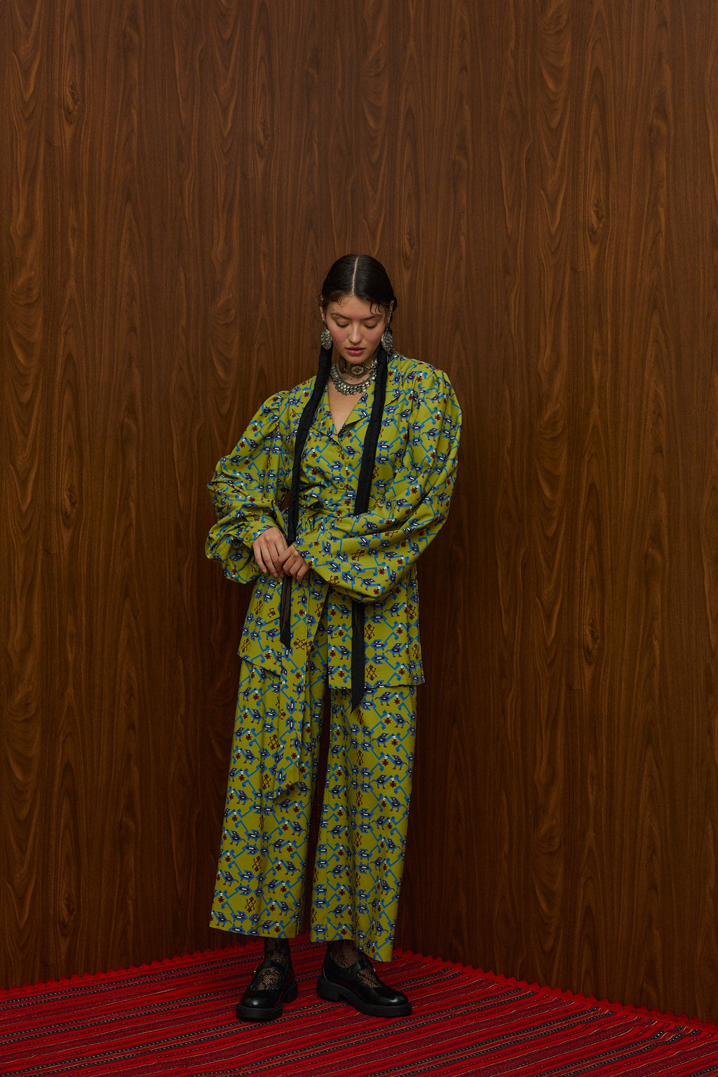 ACHELOOS PANTS (ALOGON GREEN PRINT)