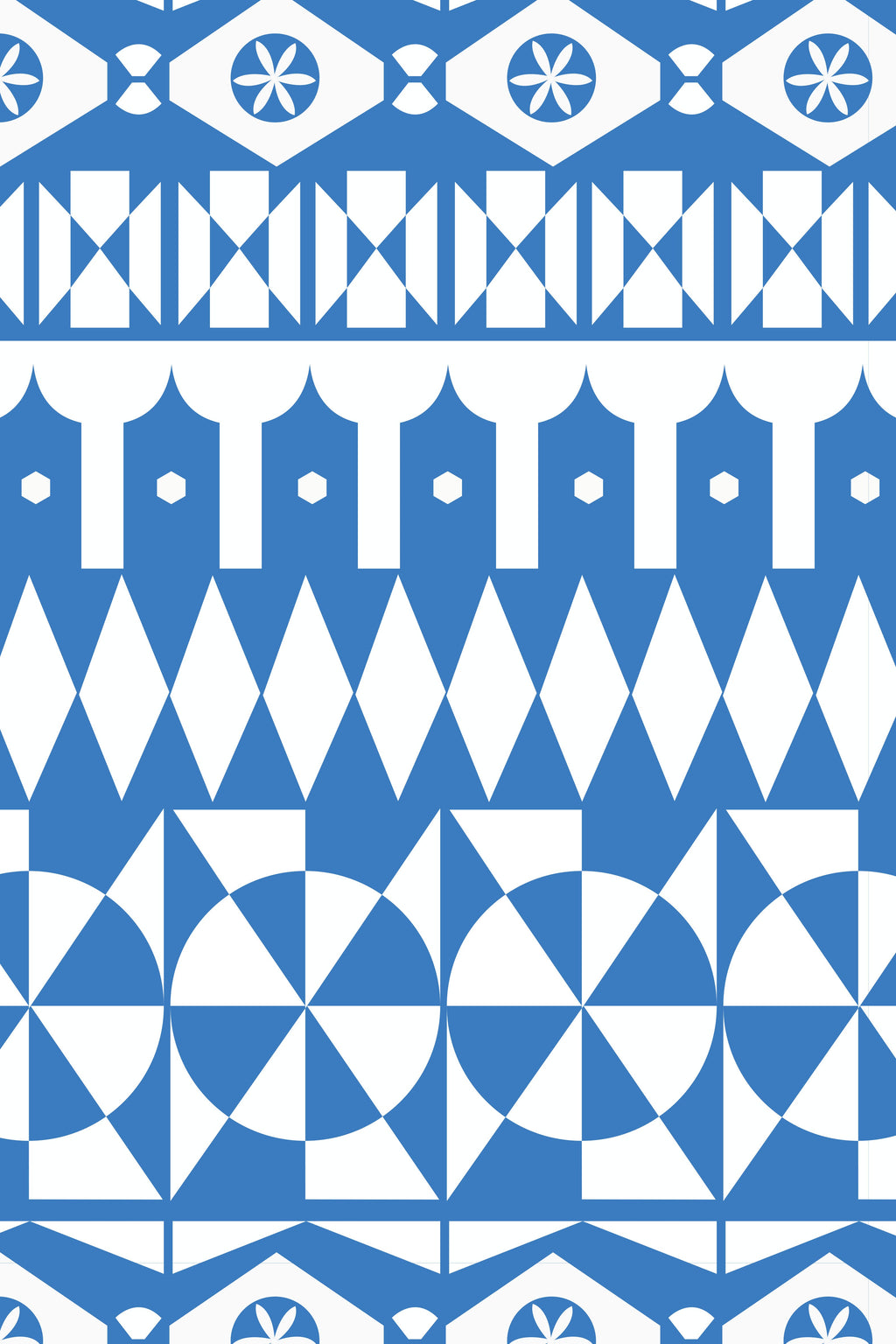 VRONTADOS Maxi Dress (White Motifs Blue)