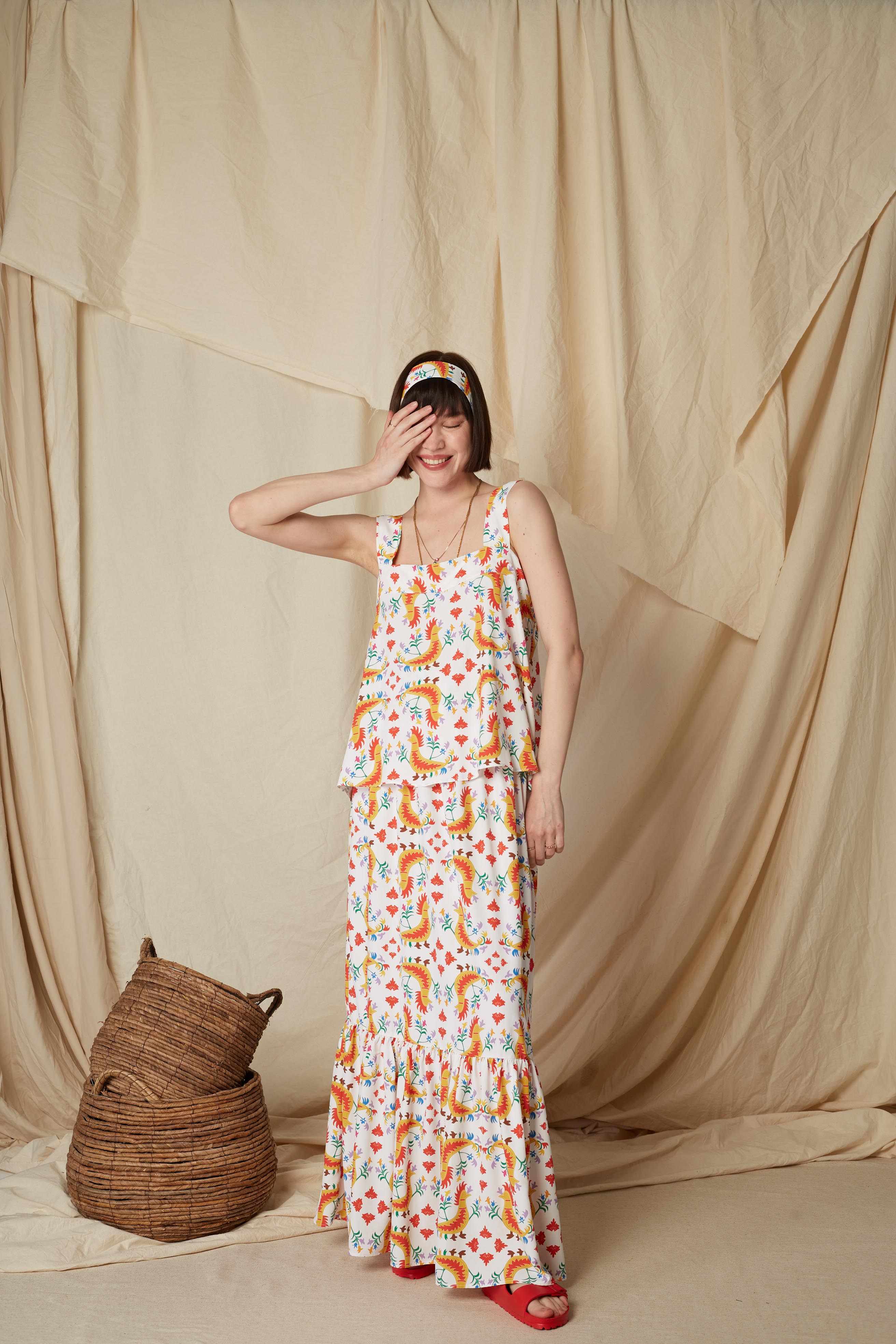 KALAMITSA SKIRT (Tsalapetinos White Print)