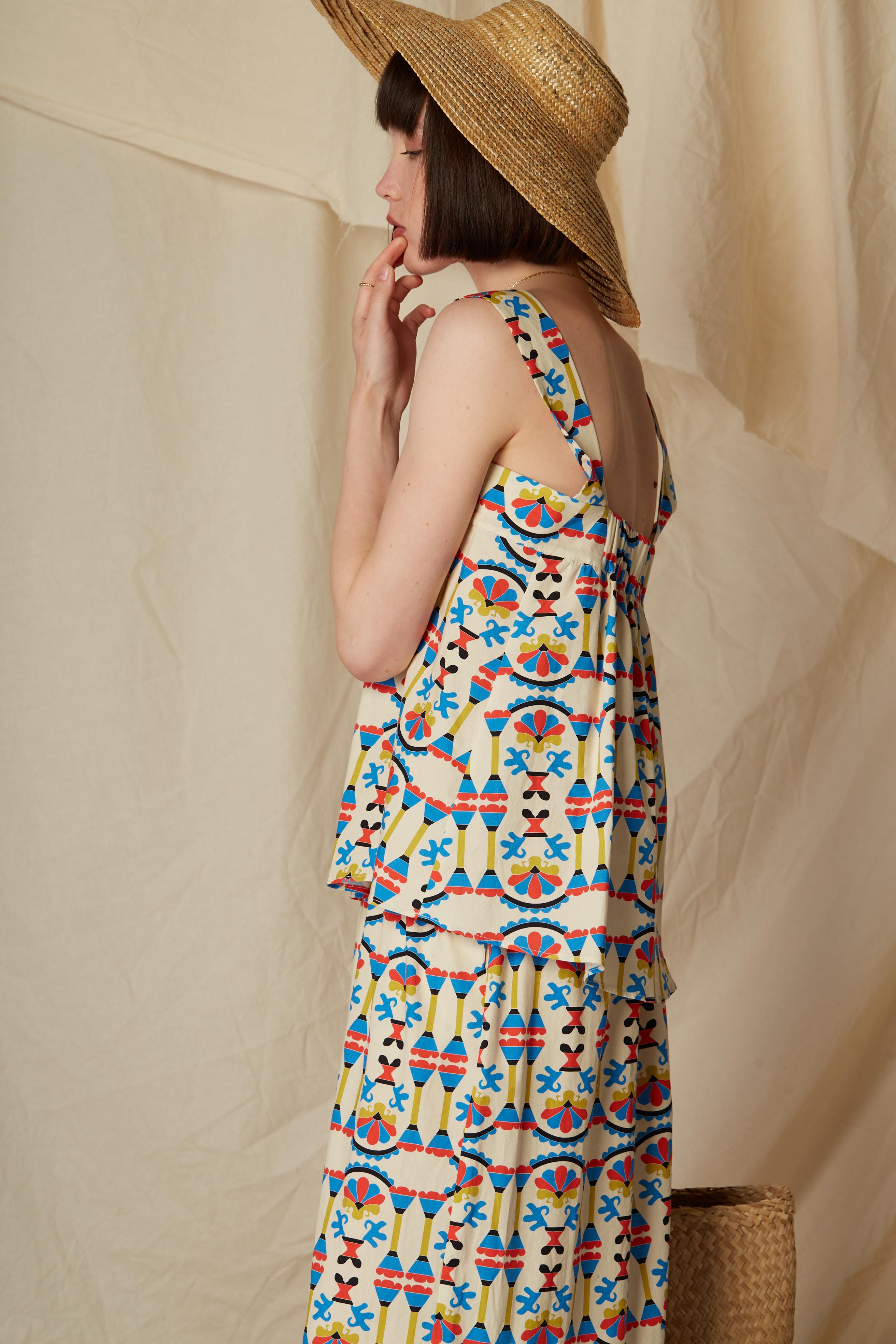 KALAMITSA TOP (Column Beige Print)