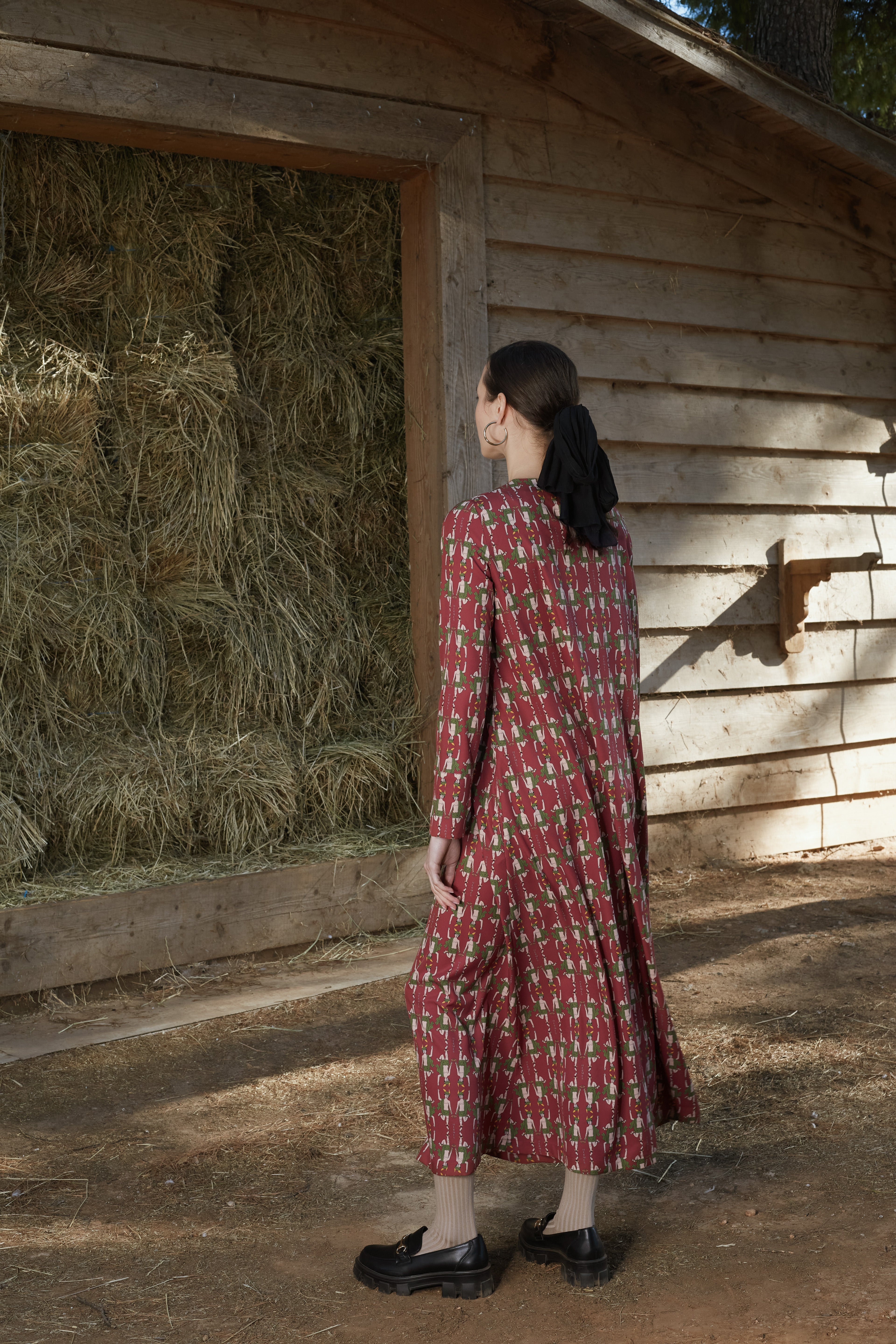 HELIOS DRESS (Hermes Bordeaux Print)