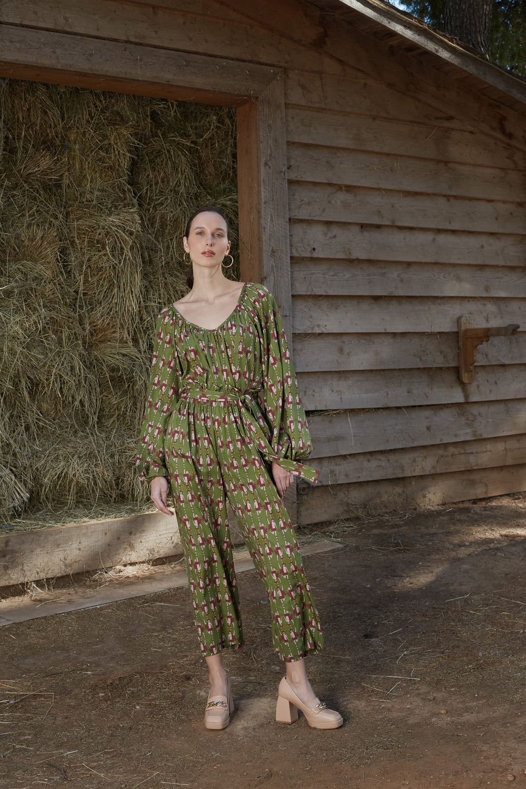 VLACHA TOP(Hermes Green Print)