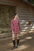 AGIASOS MINI DRESS (Bordeau Vase Print)
