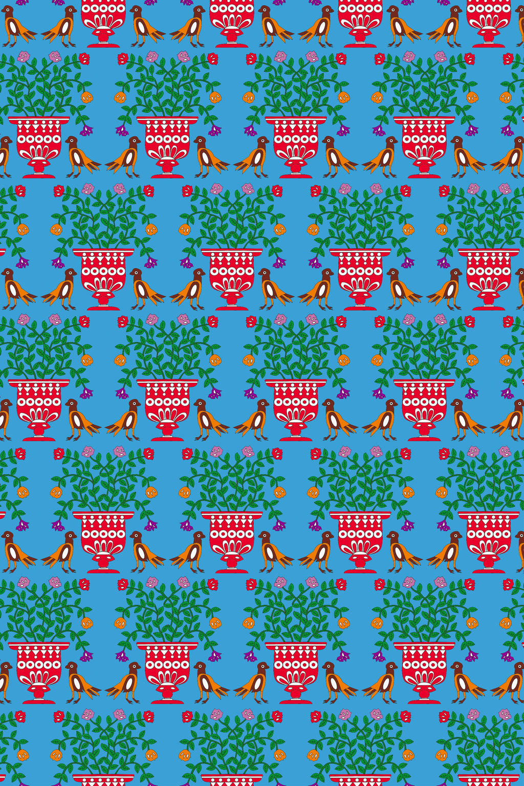 SAPFO SKIRT (Birds&Vase Blue Print)