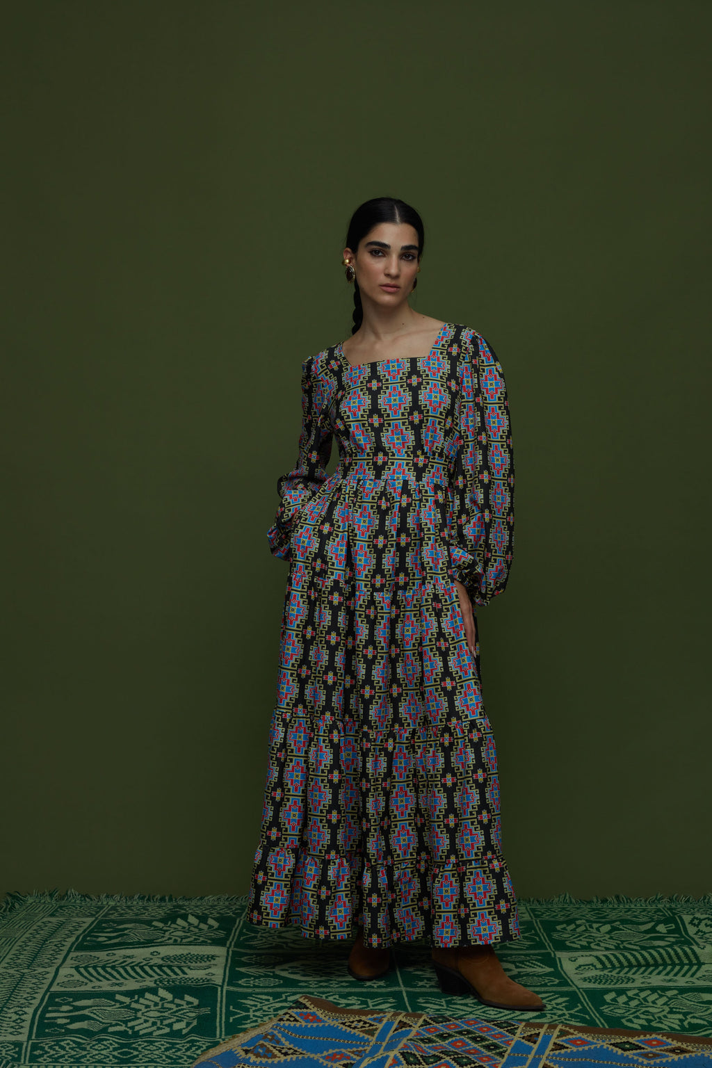 ARGALIOS MAXI DRESS (LEONIDIO BLACK PRINT)