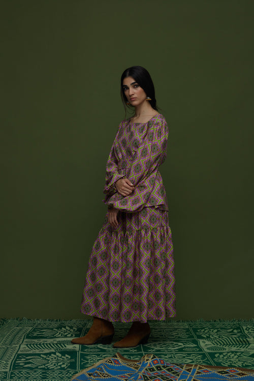 ARGALIOS SKIRT (TYROS OLIVE PRINT)